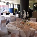 round banquet tables at indoor venue