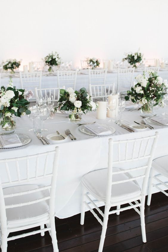 Timber Trestle Table – 1.8m white tiffany chair and table set up idea