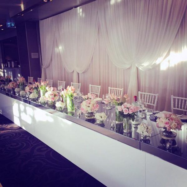 gloss bridal table to hire 