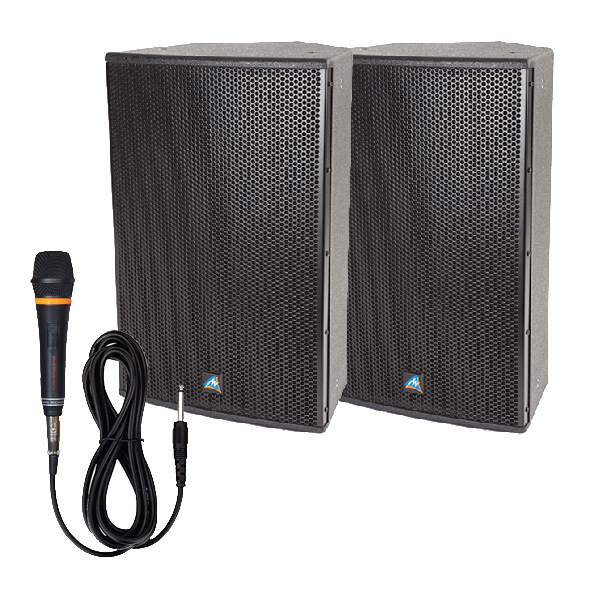 speakers with corded microphone 
