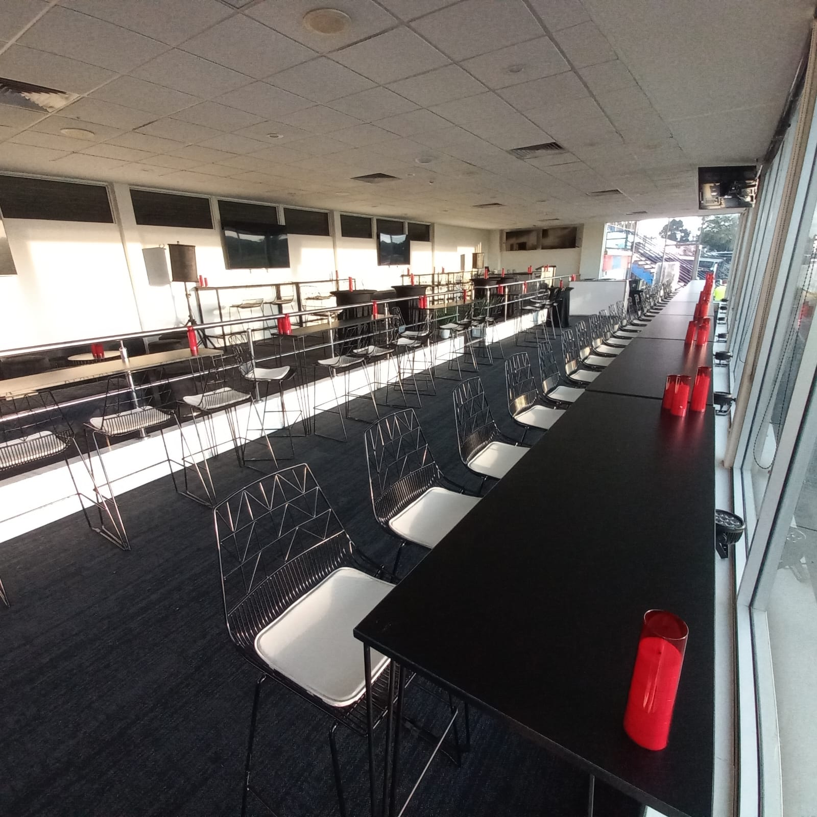 Black Hairpin High Bar Table with Black Top Hire cocktail event with black furniture