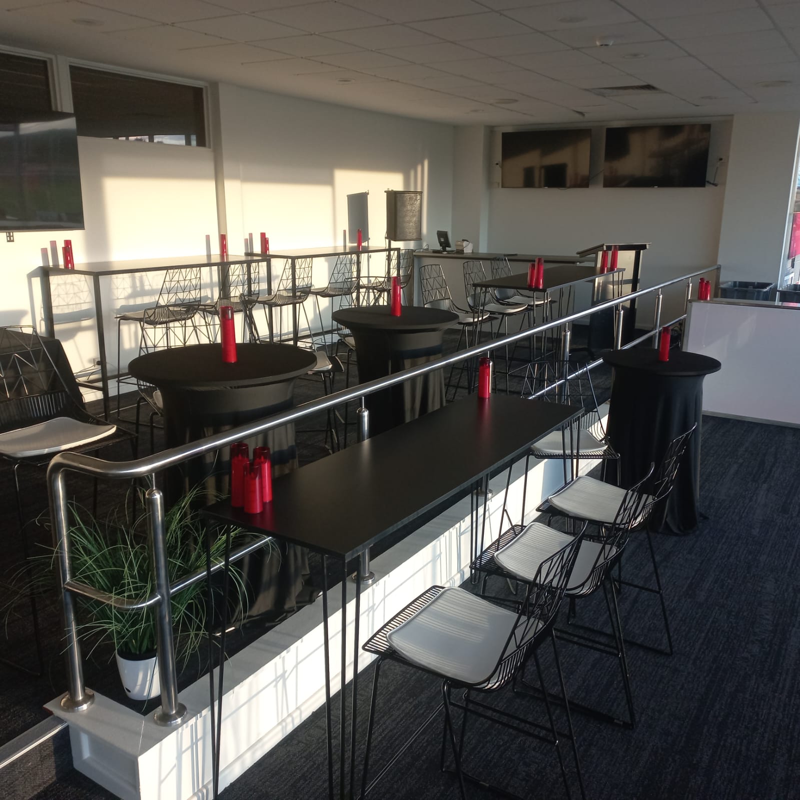 Black Hairpin High Bar Table with Black Top Hire black hairpin table