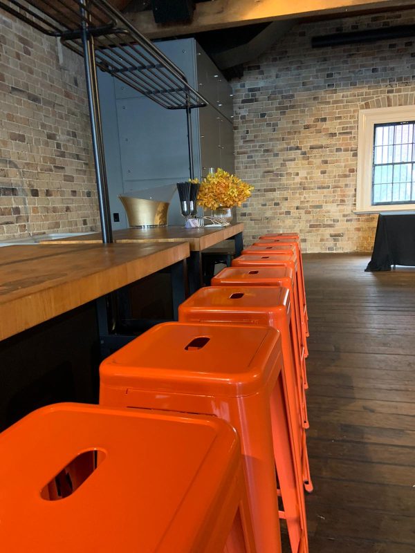 Orange tolix stool