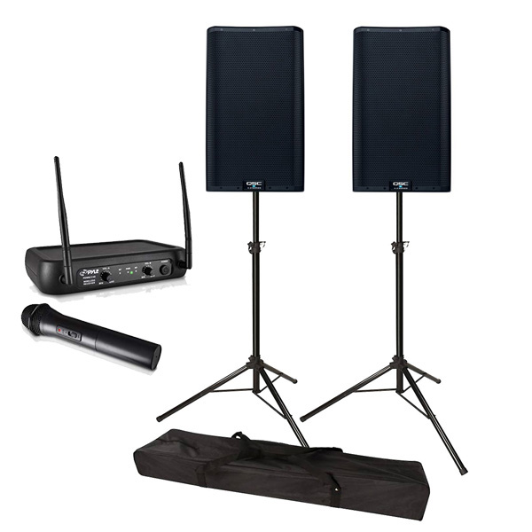 speakers and wireless microphone 