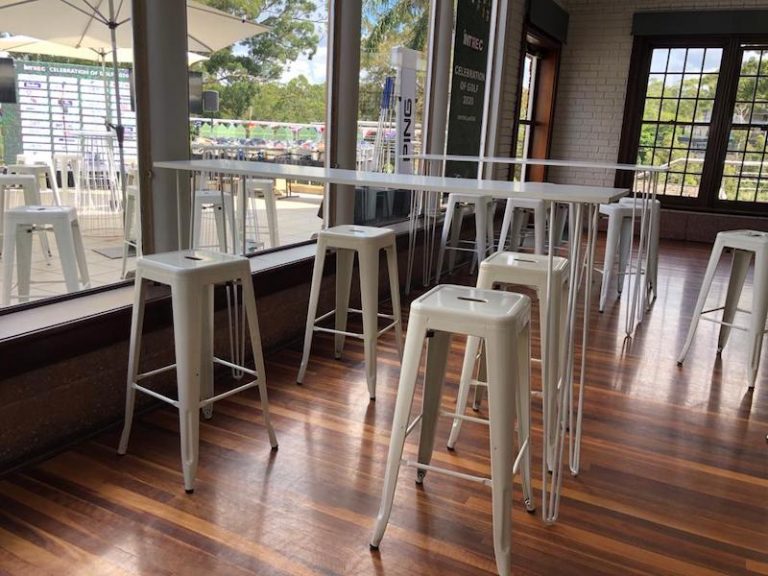 white tolix stools and tapas tables to hire 