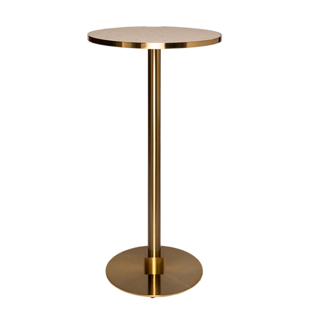 Brass Cocktail Bar Table w/ Pink Terrazzo Top Pink Terazzo Brass Cocktail Table
