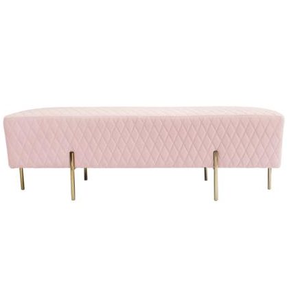 Pink quilted ottoman bench