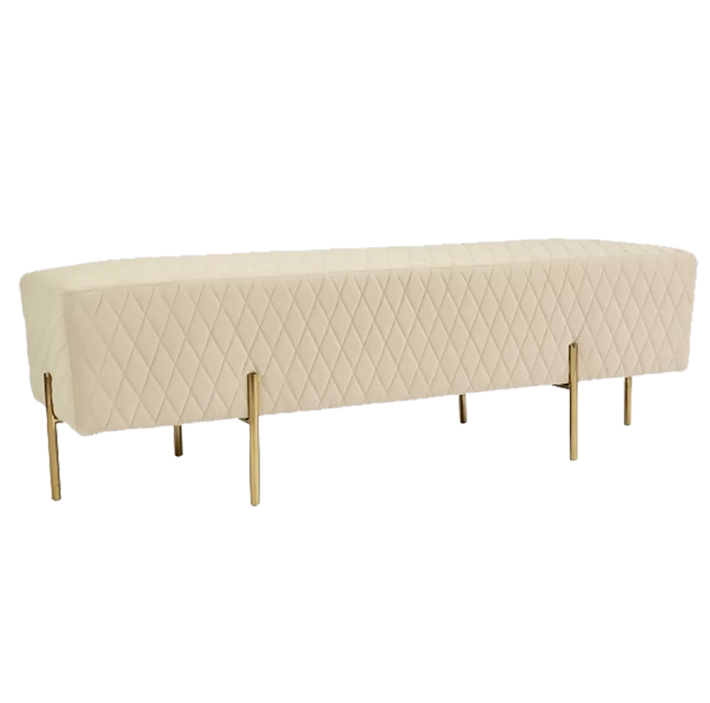 White Velvet Ottoman Bench Hire White velvet ottoman bench