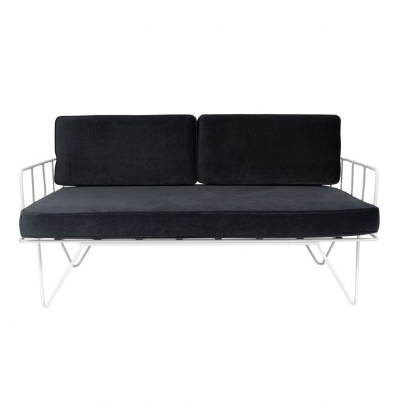 Wire 2 Seater with Black velvet Cushions
