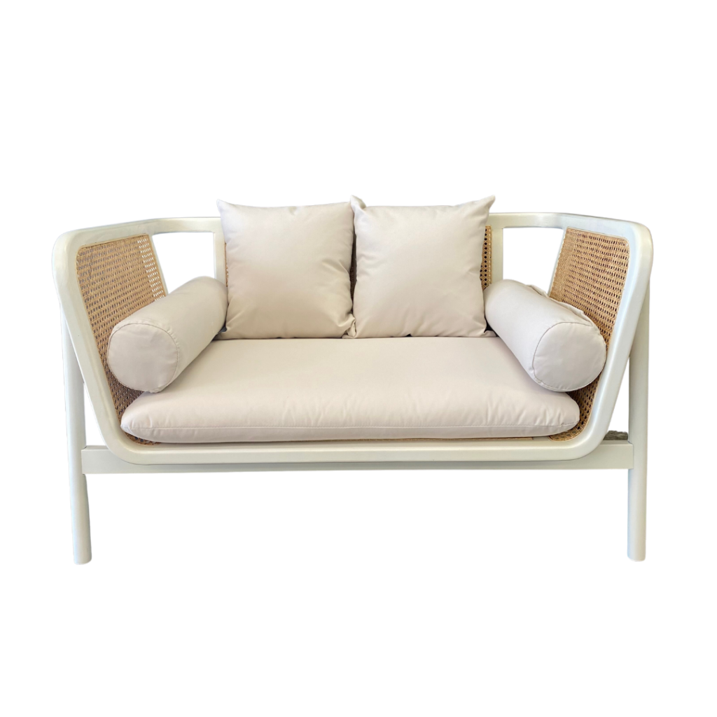 white rattan sofa