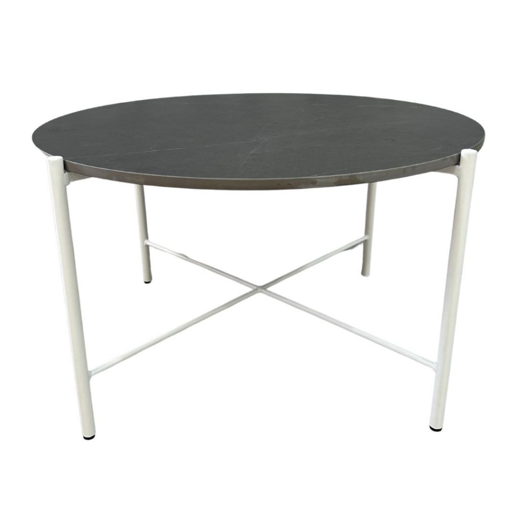 White Cross Coffee Table W/ Black Marble Top White Cross Coffee Table with Black Top