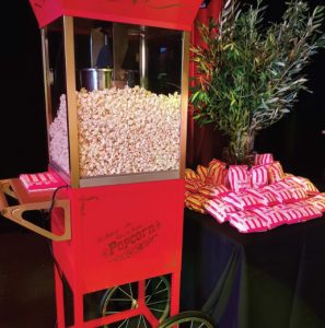 popcorn cart with popcorn bags