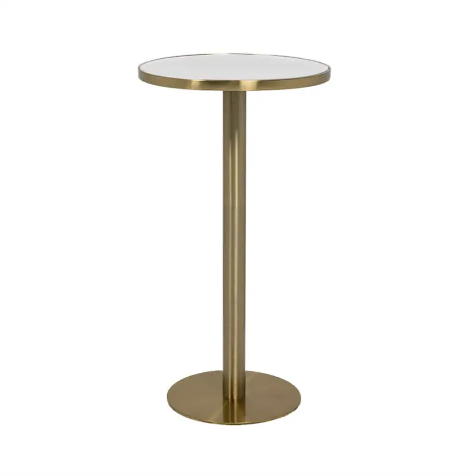 Atlas Bar Table Gold Frame with White Top Atlas Bar Table Gold Frame with White Top