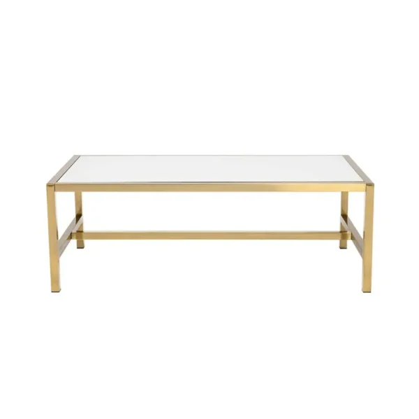 Atlas Rectangular Coffee Table Gold Frame with White Top Atlas Rectangular Coffee Table Gold Frame with White Top