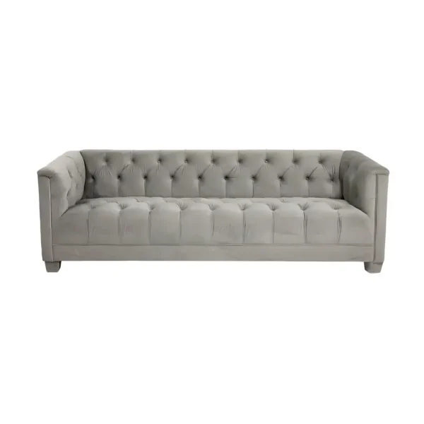 Luxe Three Seater Grey Velvet Lounge