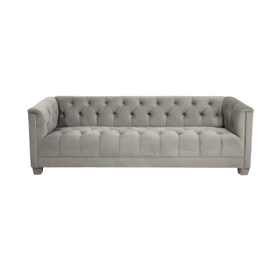 Luxe Three Seater Grey Velvet Lounge Luxe Three Seater Grey Velvet Lounge