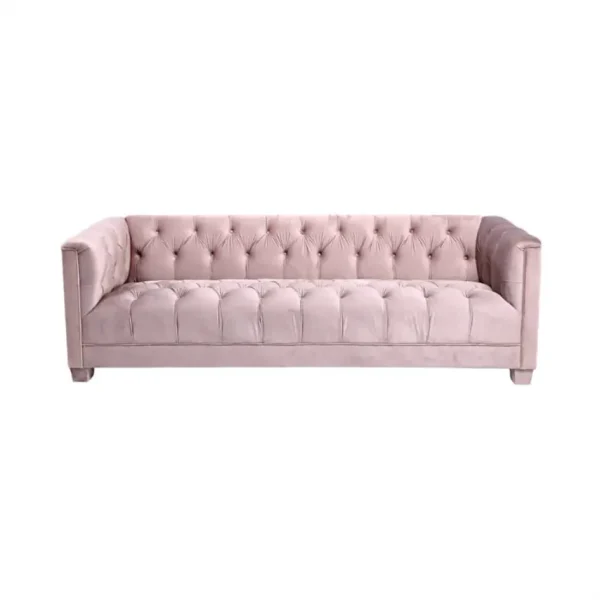 Luxe Three Seater Pink Velvet Lounge