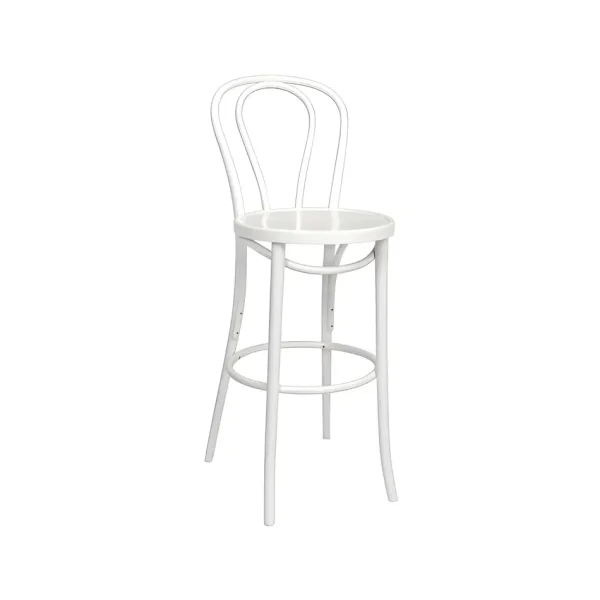 White Bentwood Bar Stool with Back Rest White Bentwood Bar Stool with Back Rest