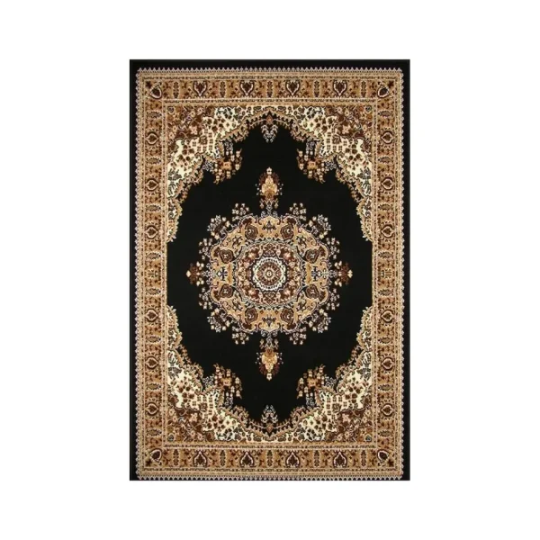 Persian Rug Black and Gold Medium Persian Rug Black and Gold Medium
